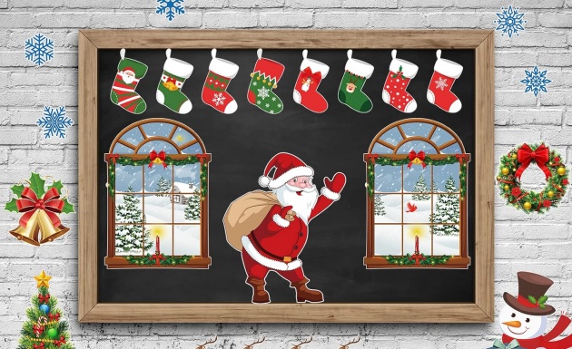 Hướng dẫn trang trí bảng Noel: Biến bảng học thành không gian lễ hội